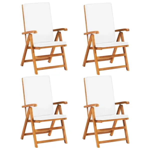 5-osaline tiigipuust aiamööbli komplekt patjadega, reguleeritavad kokkupandavad toolid, laud 150 x 90 cm – 6