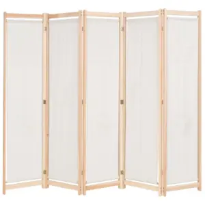 5-paneeliline toasirm taskutega, kreemjasvalge kangas, kuusepuidust raam, 200 x 170 cm