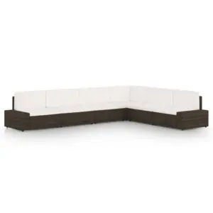 6-osaline modulaarne pruun aiamööbli komplekt patjadega, polürotang