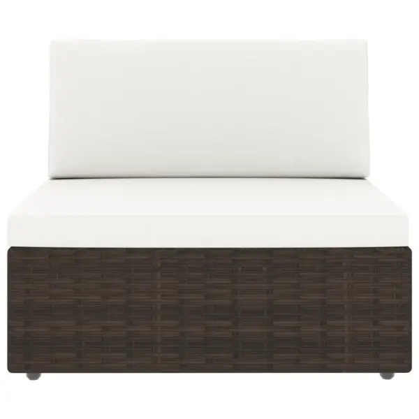 6-osaline modulaarne pruun aiamööbli komplekt patjadega, polürotang – 3