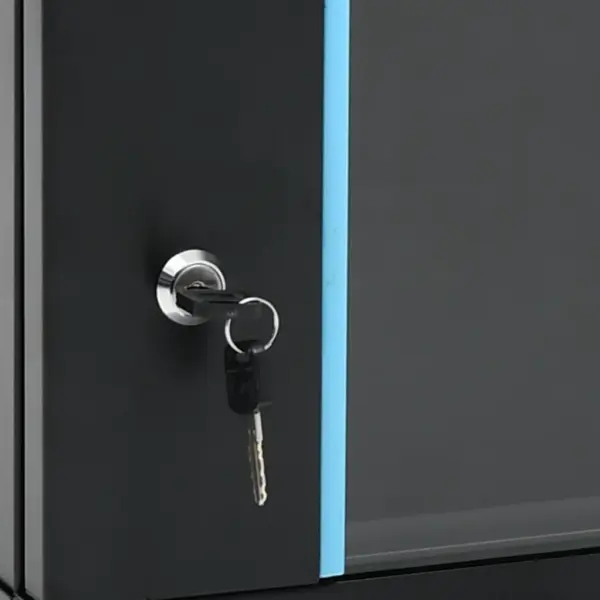 6U seinale paigaldatav 19-tolline võrgukapp, IP20, must, lukustatava klaasuksega, 600 x 450 x 350 mm – 6