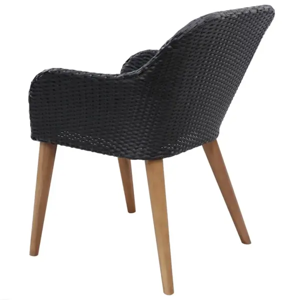 7-osaline aiamööbli komplekt akaatsiapuidust lauaga, mustad PE-rotangtoolid, tumehallid padjad – 10