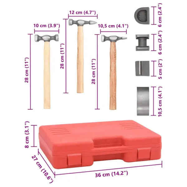 7-osaline auto mõlgieemalduskomplekt kerehaamrite ja tambitsatega, puhumisvormitud kohvris – 8
