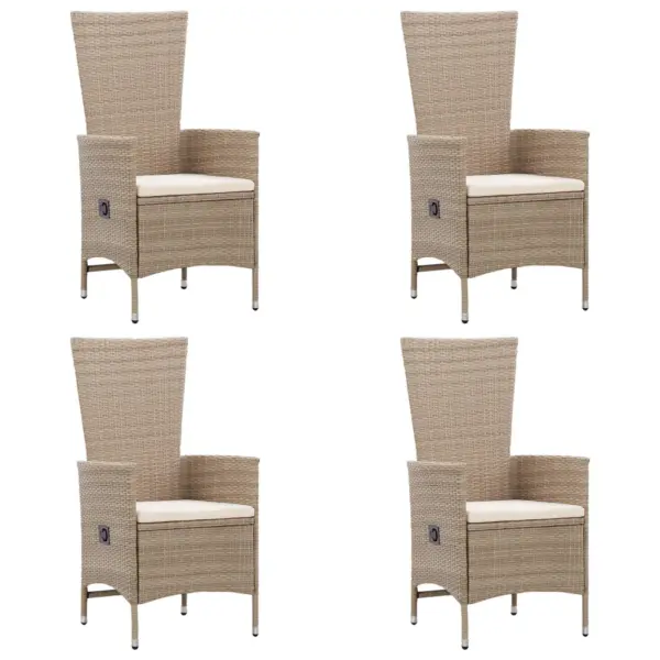 7-osaline aiamööbli komplekt, beež polürotang, akaatsiapuidust laud (150–200 x 100 cm) – 7