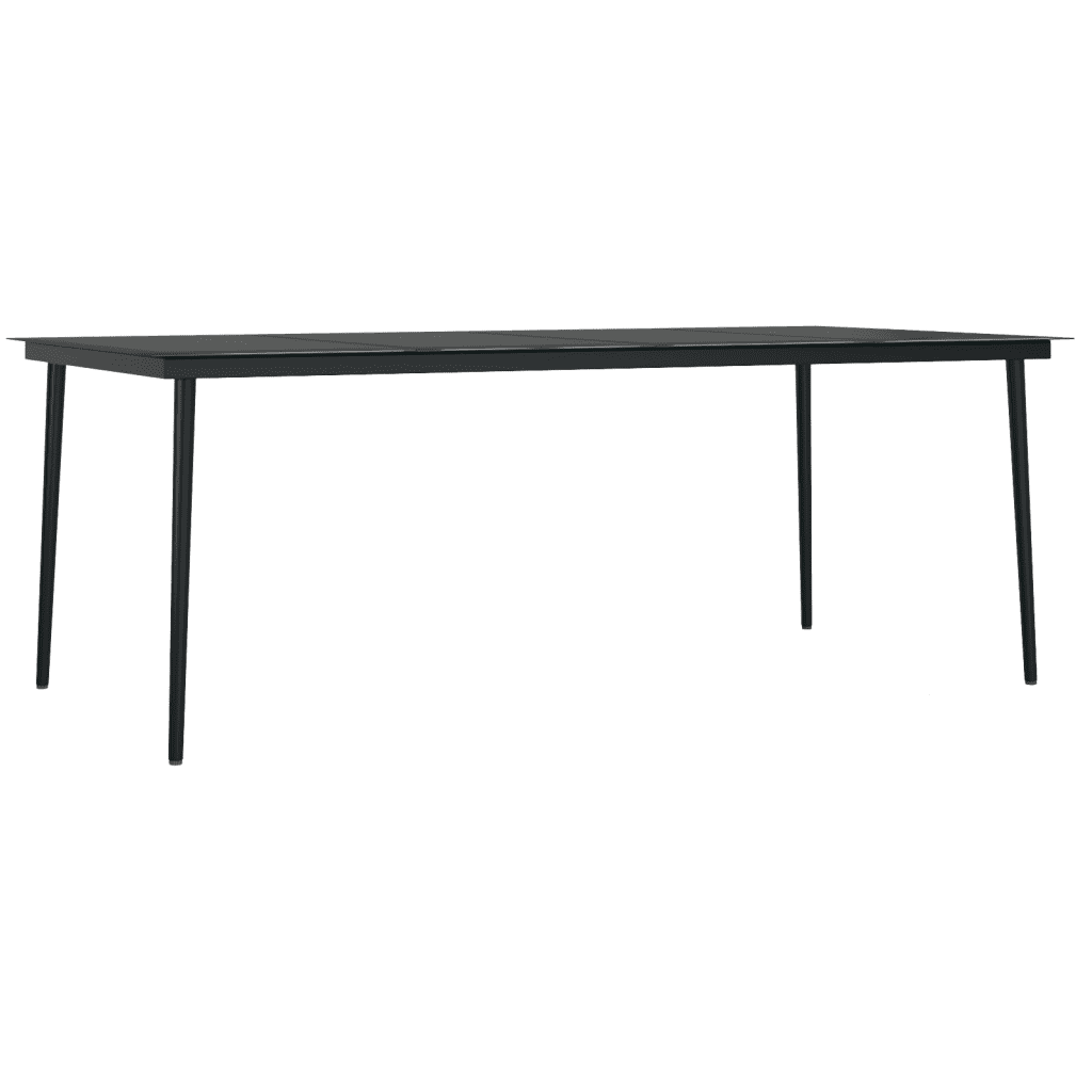 7-osaline aiamööbli komplekt patjadega, hall ja must, PE-rotang ja klaasist lauaga, laud 200 x 94 cm