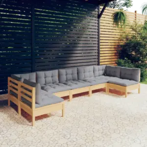 7-osaline männipuidust aiadiivanikomplekt hallide patjadega