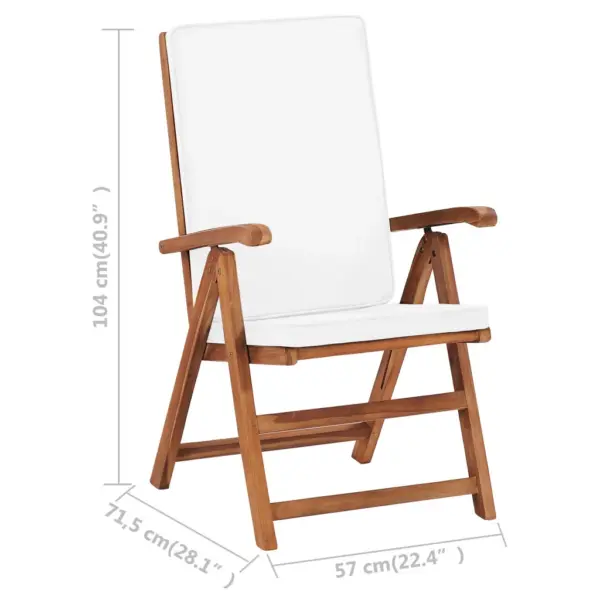 7-osaline tiigipuust aiamööbli komplekt hallide patjadega, reguleeritavad kokkupandavad toolid, laud 180 x 90 cm – 12