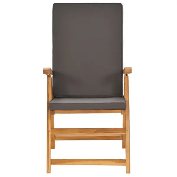 7-osaline tiigipuust aiamööbli komplekt hallide patjadega, reguleeritavad kokkupandavad toolid, laud 180 x 90 cm – 6