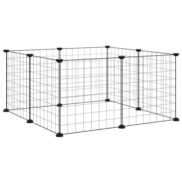 8-paneeliga lemmiklooma aedik, must pulbervärvitud teras, paneel 35 x 35 cm – 2