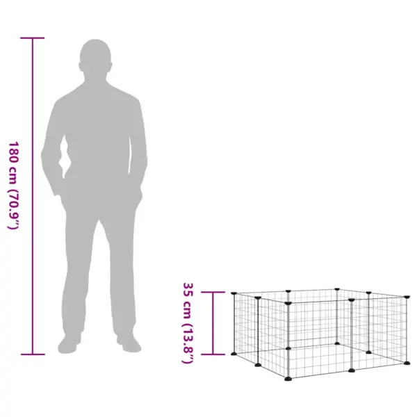 8-paneeliga lemmiklooma aedik, must pulbervärvitud teras, paneel 35 x 35 cm – 8