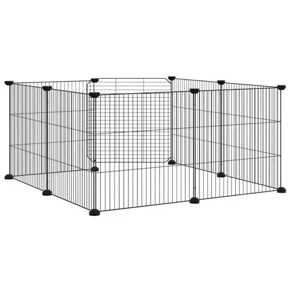 8-paneeliga lemmikloomapuur uksega, must pulbervärvitud teras, paneel 35 x 35 cm – 6