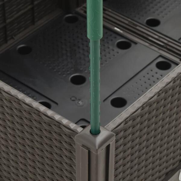 Võrega kõrgendatud taimekast, pruun rotangimustriga PP, 120 x 40 x 142,5 cm – 6