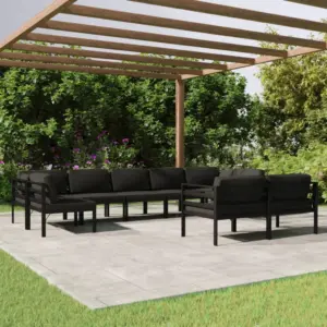 9-osaline modulaarne aiadiivanikomplekt patjadega, alumiinium, antratsiithall