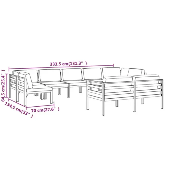 9-osaline modulaarne aiadiivanikomplekt patjadega, alumiinium, antratsiithall – 7