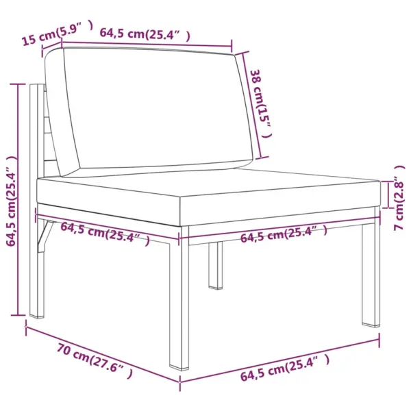 9-osaline modulaarne aiadiivanikomplekt patjadega, alumiinium, antratsiithall – 8