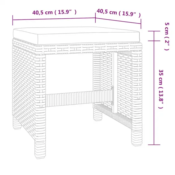 9-osaline aiamööbli komplekt patjadega, hall polürotang ja akaatsiapuidust laud – 12