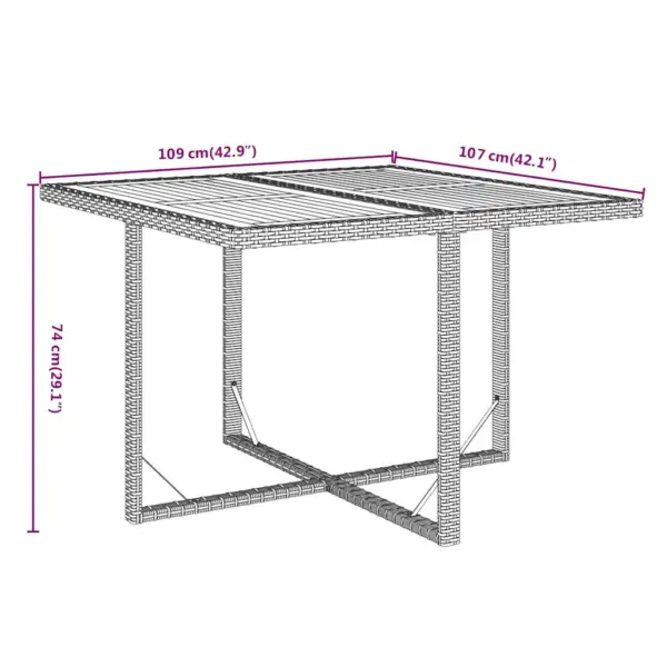 9-osaline aiamööbli komplekt patjadega, hall polürotang ja akaatsiapuidust laud – 13