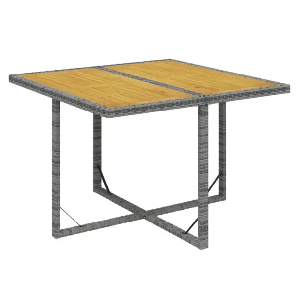 9-osaline aiamööbli komplekt patjadega, hall polürotang ja akaatsiapuidust laud – 9