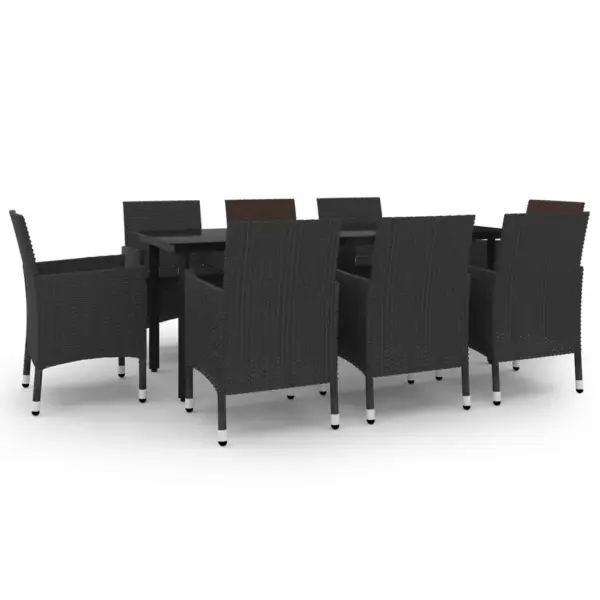 9-osaline must aiamööbli komplekt patjadega, polürotang ja klaas, laud 200 x 100 cm – 2