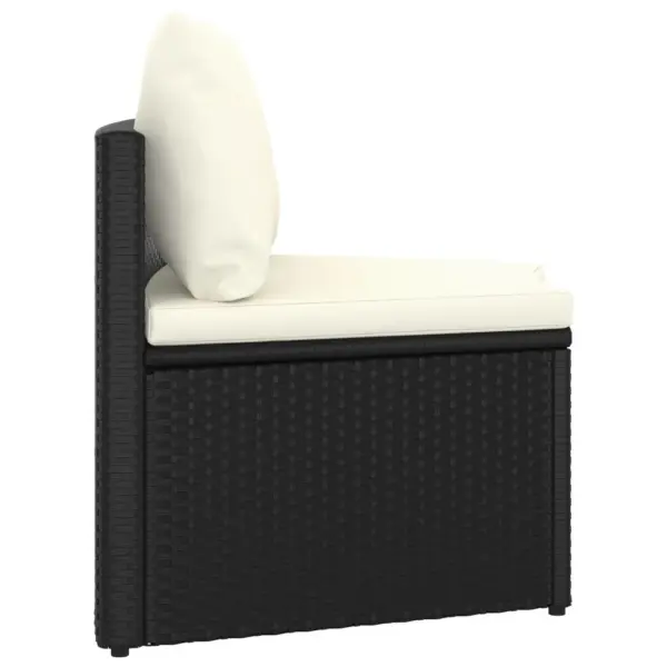 9-osaline lehvikukujuline aiadiivanikomplekt patjadega, must polürotang, akaatsiapuidust lauaga – 6