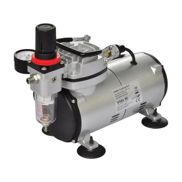 Aerograafikomplekt minisuuruses kolbkompressoriga, 2 aerograafi, 1/6 hj – 3