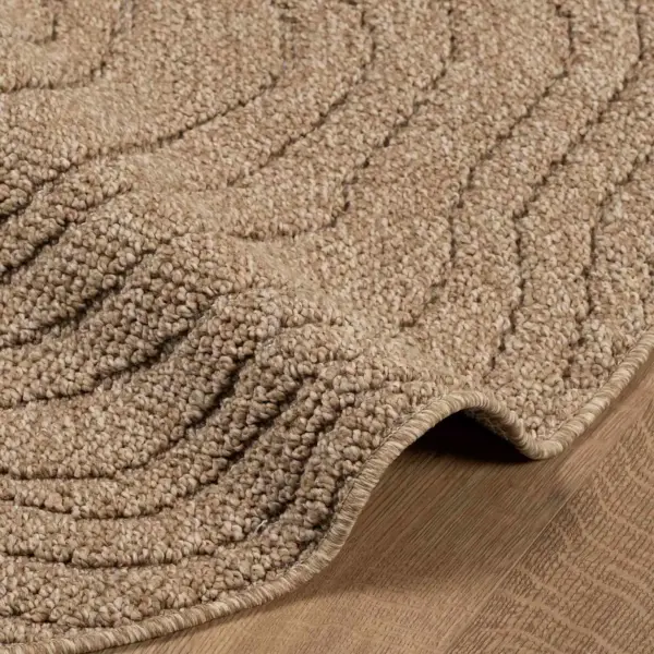 Ümmargune polüestervaip Agira moire-mustriga, neutraalne, Ø 160 cm – 6