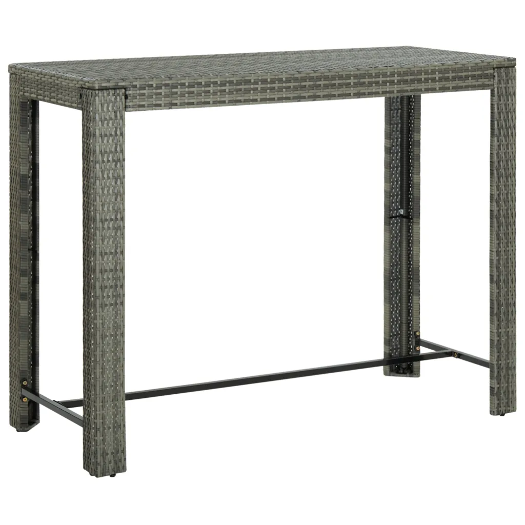 9-osaline aiamööbli baarikomplekt polürotangist, hall, antratsiithallide patjadega, laud 140,5 x 60,5 cm