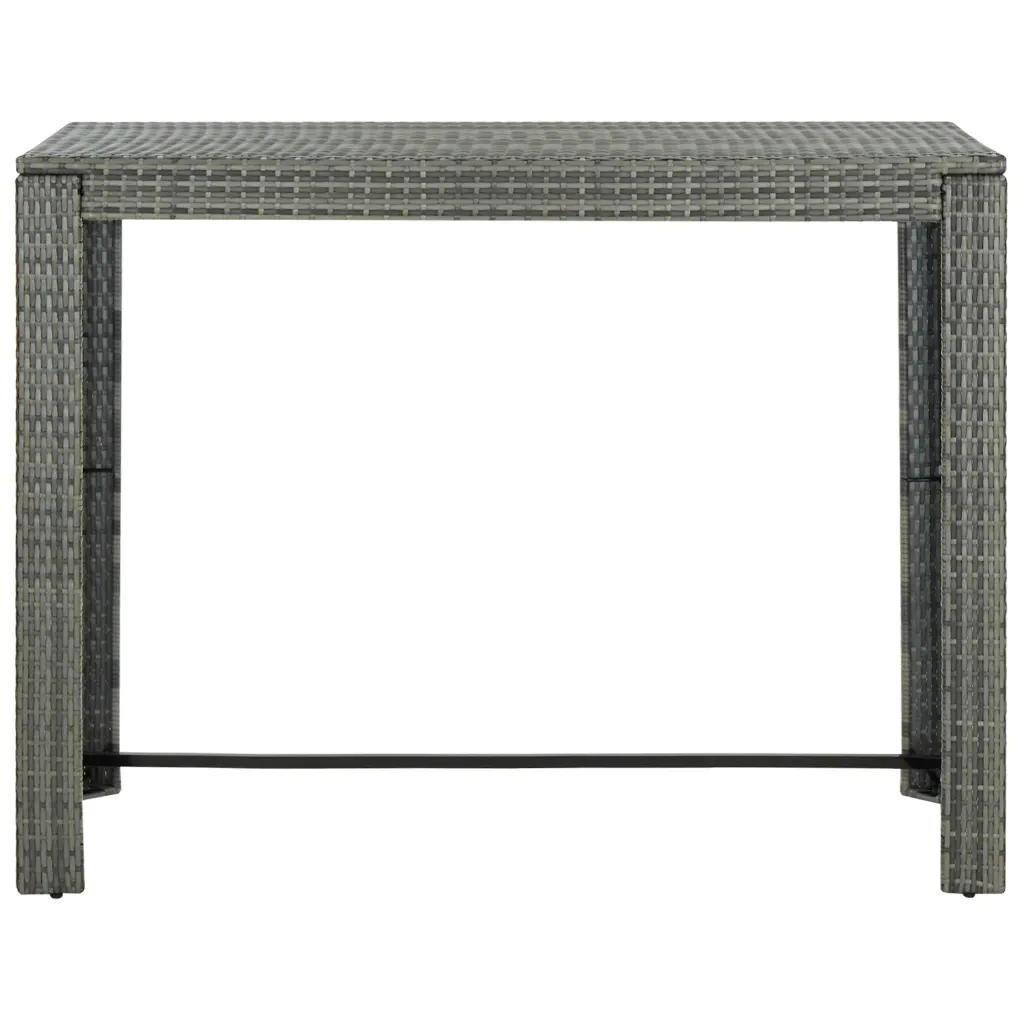 9-osaline aiamööbli baarikomplekt polürotangist, hall, antratsiithallide patjadega, laud 140,5 x 60,5 cm