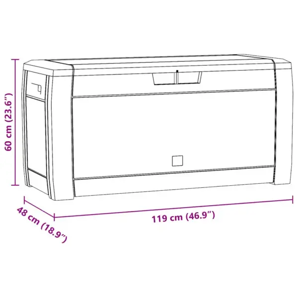 Aia hoiukast 310 l lukustatava kaanega, pruun polüpropüleen, 119 x 48 x 60 cm – 8