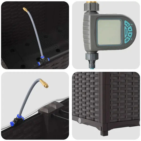 Aia istutuskast 3 sisepotiga, kastmissüsteemiga, pruun teras, 120 x 40 x 37,5 cm – 9