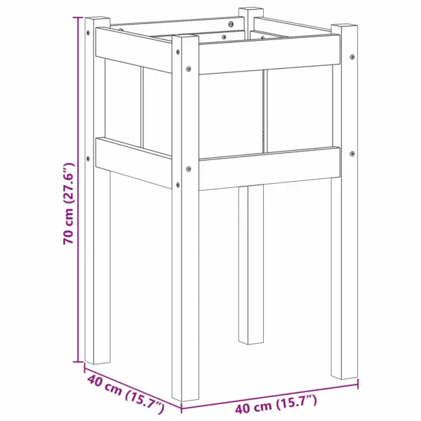 Aia istutuskast jalgadel, täismännipuit, looduslik, 40 x 40 x 70 cm – 7