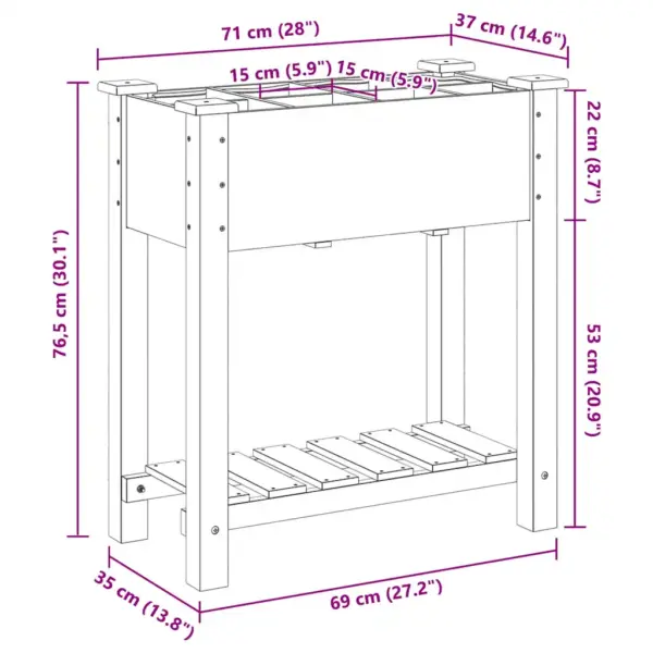 Aia istutuskast alumise riiuliga, beež kuusepuidust, 71 x 37 x 76,5 cm – 11