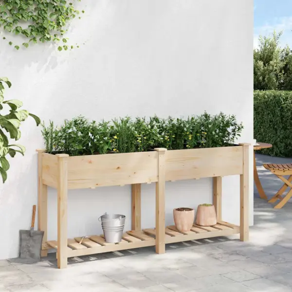 Aia istutuskast riiuliga, beež kuusepuit, 161 x 43 x 76,5 cm – 4