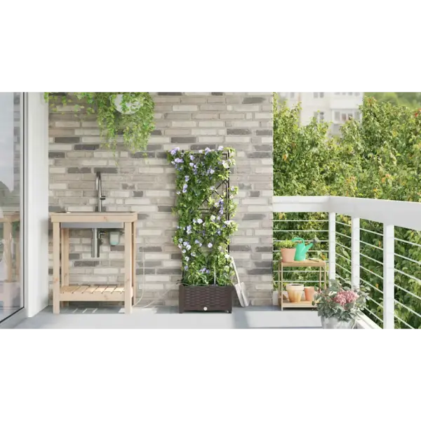 Aia istutuskast ronitaimedele kastmissüsteemiga, pruun teras, 40 x 40 x 126 cm – 4