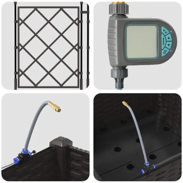 Aia istutuskast ronitaimedele kastmissüsteemiga, pruun teras, 40 x 40 x 126 cm – 9