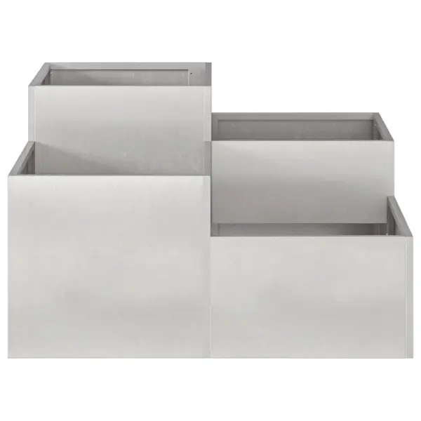 Hõbedane aia istutuskast, roostevaba teras, 100 x 100 x 48 cm – 6