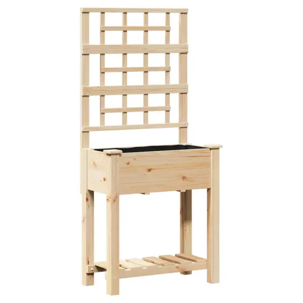 Aia istutuskast trellise ja riiuliga, beež kuusepuit, 71 x 38 x 152 cm – 2