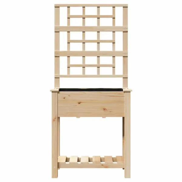 Aia istutuskast trellise ja riiuliga, beež kuusepuit, 71 x 38 x 152 cm – 5