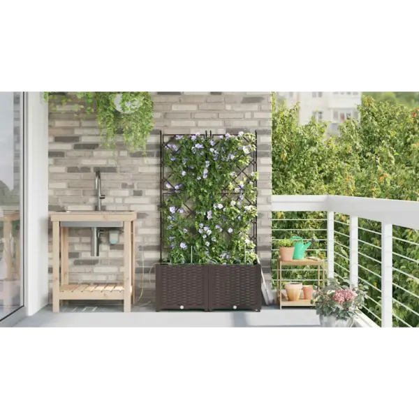 Aia istutuskast trellise ja kastmissüsteemiga, 2 tk, pruun teras, 80 x 40 x 142 cm – 4
