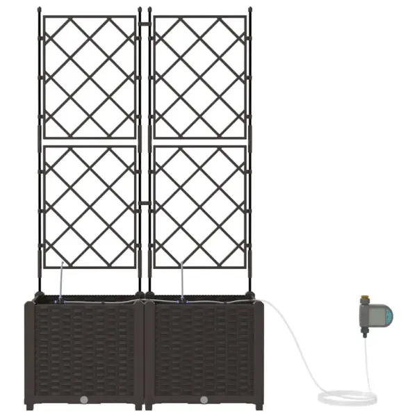 Aia istutuskast trellise ja kastmissüsteemiga, 2 tk, pruun teras, 80 x 40 x 142 cm – 6