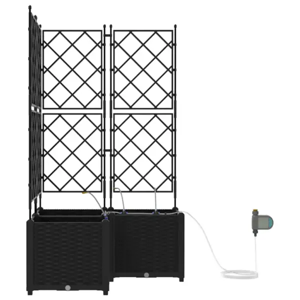 Aia istutuskast trelliseinaga ronitaimedele, 3-osaline komplekt, must teras, 80 x 80 x 142 cm – 6