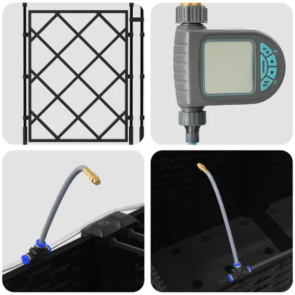 Aia istutuskast trelliseinaga ronitaimedele, 3-osaline komplekt, must teras, 80 x 80 x 142 cm – 8