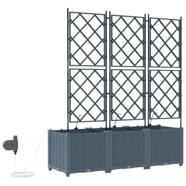 Aia istutuskast tugivõrega, 3-osaline, helehall teras, 120 x 40 x 142 cm – 8