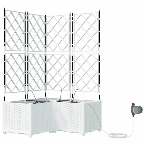 Aia istutuskastid kastmissüsteemiga, 3 tk, valge teras, 80 x 80 x 142 cm – 2