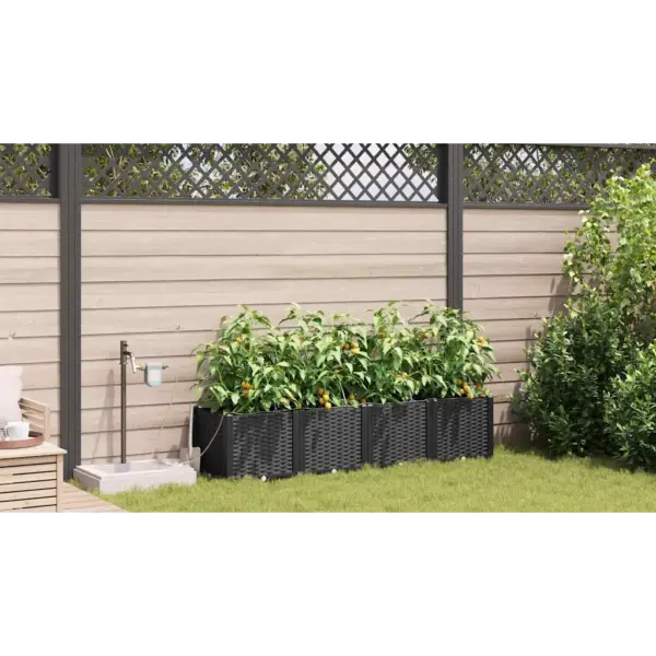 Aia istutuskastid kastmissüsteemiga, 4 tk, must teras, 160 x 40 x 37,5 cm – 4