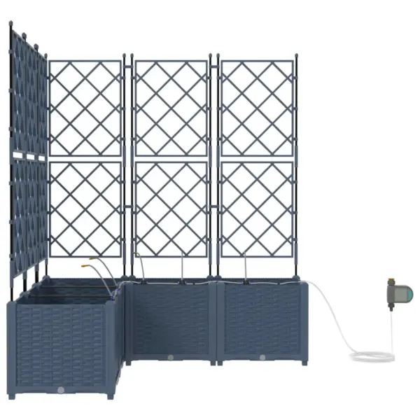 Aia istutuskastid trellise ja kastmissüsteemiga, 4 tk, hall teras, 120 x 120 x 142 cm – 3