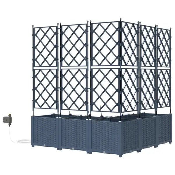 Aia istutuskastid trellise ja kastmissüsteemiga, 4 tk, hall teras, 120 x 120 x 142 cm – 4