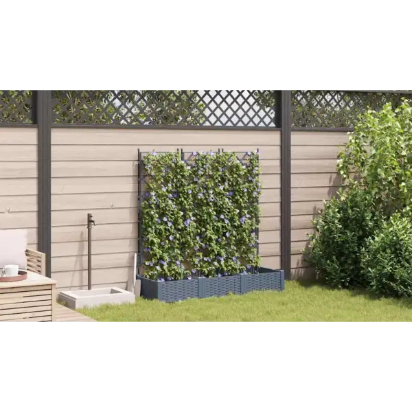 Aia istutuskastid trellisega, 3 tk, helehall teras, 120 x 40 x 125,5 cm – 4