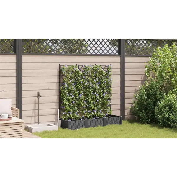 Aia istutuskastid trellisega, 3 tk, must teras, 120 x 40 x 125,5 cm – 4