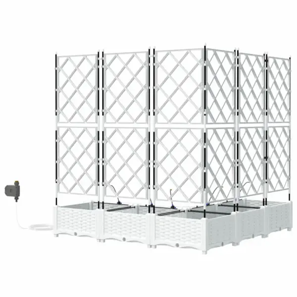 Aia istutuskastid trellise ja kastmissüsteemiga, 5 tk, valge teras, 120 x 120 x 126 cm – 6